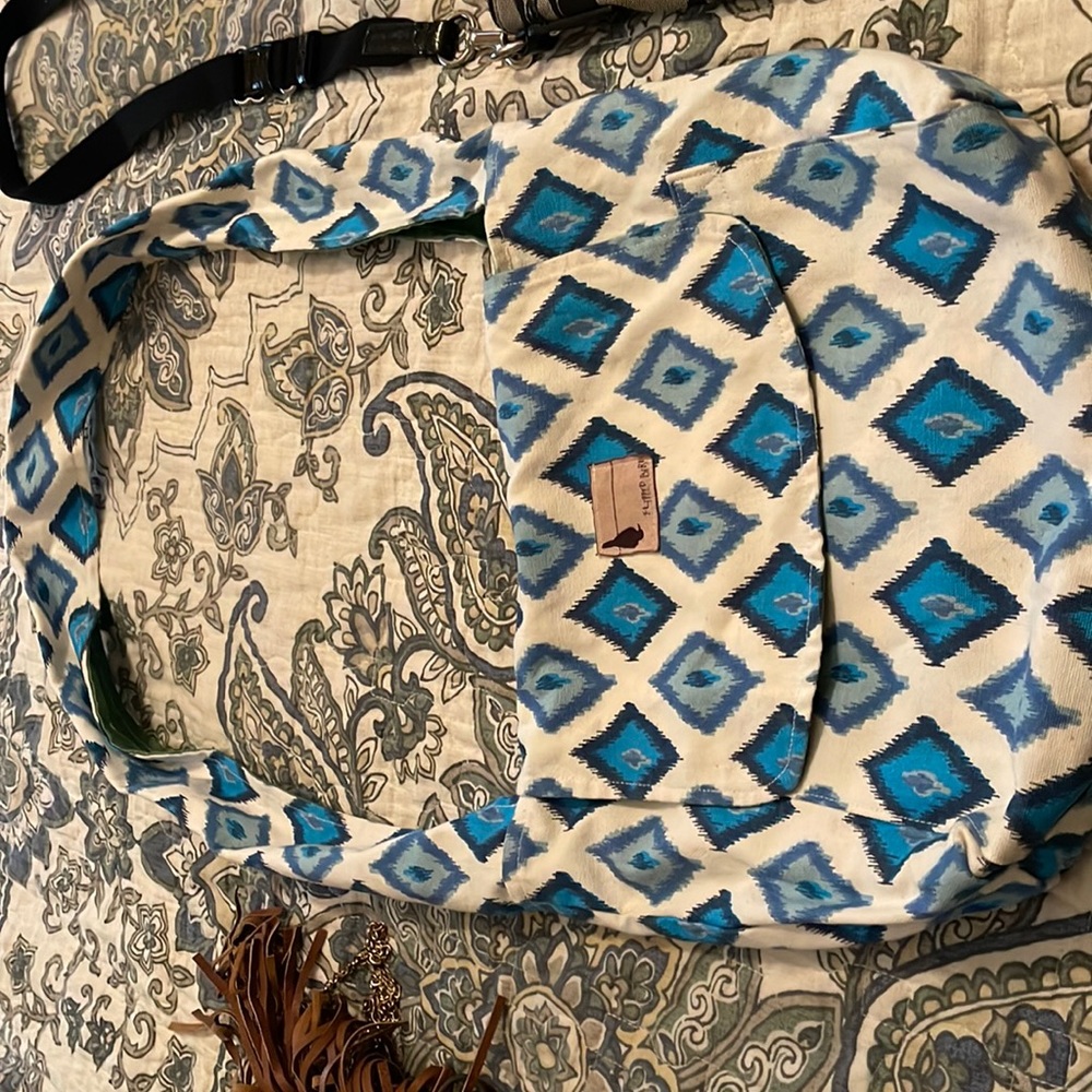 Flipped Bird fabric double sided crossbody
